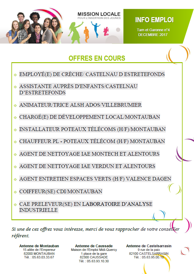 info emploi décembre 2017